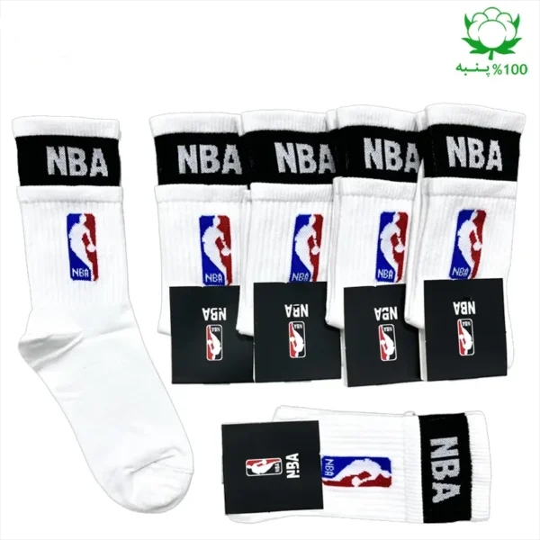جوراب ساقدار دوکش NBA جنس پنبه – فری سایز ۳۶ تا ۴۳