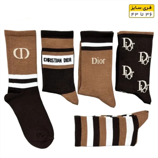جوراب فانتزی ساقدار اسپرت (۵ جفتی) فری سایز ۳۶ تا ۴۳ طرح Dior