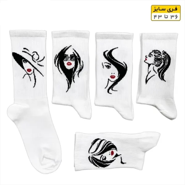 جوراب فانتزی ساقدار اسپرت (۵ جفتی) فری سایز ۳۶ تا ۴۳ طرح RED MATIC