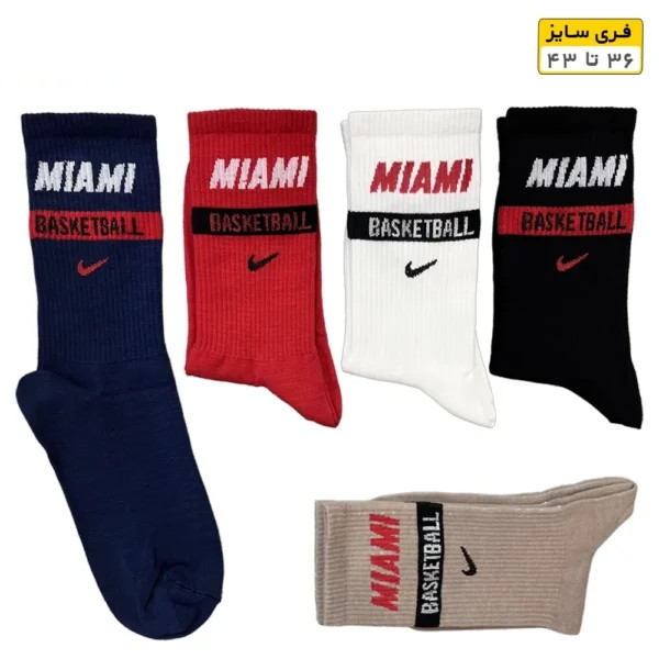 جوراب فانتزی ساقدار اسپرت (۵ جفتی) فری سایز ۳۶ تا ۴۳ طرح Miami