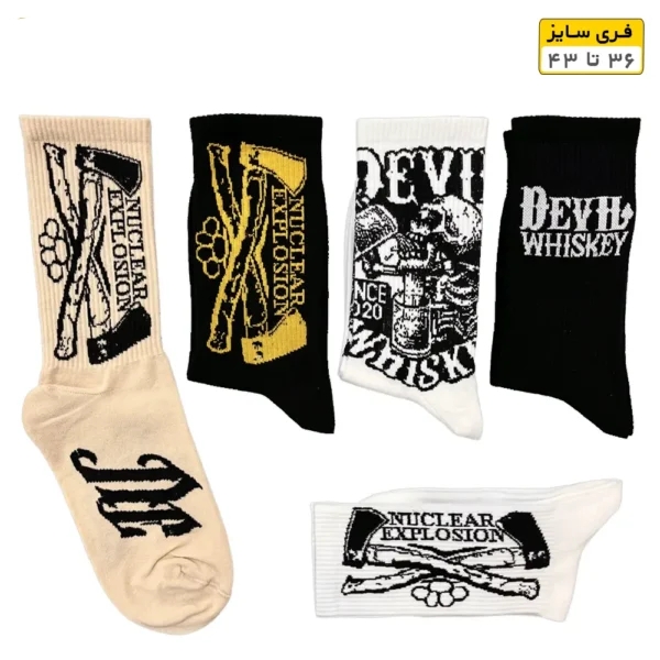 جوراب فانتزی ساقدار اسپرت (۵ جفتی) فری سایز ۳۶ تا ۴۳ طرح Devil