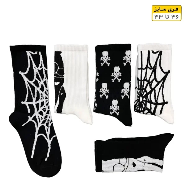 جوراب فانتزی ساقدار اسپرت (۵ جفتی) فری سایز ۳۶ تا ۴۳ طرح Spider