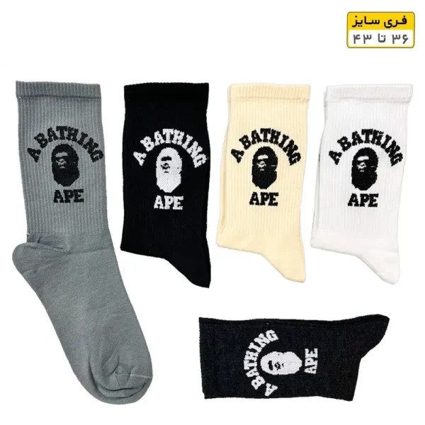 جوراب فانتزی ساقدار اسپرت (۵ جفتی) فری سایز ۳۶ تا ۴۳ طرح Ape