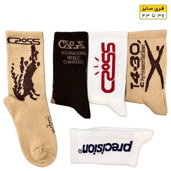 جوراب فانتزی ساقدار اسپرت (۵ جفتی) فری سایز ۳۶ تا ۴۳ طرح Cross