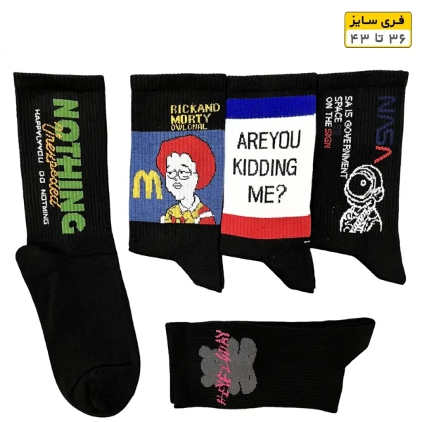 جوراب فانتزی ساقدار اسپرت (۵ جفتی) فری سایز ۳۶ تا ۴۳ طرح Morty