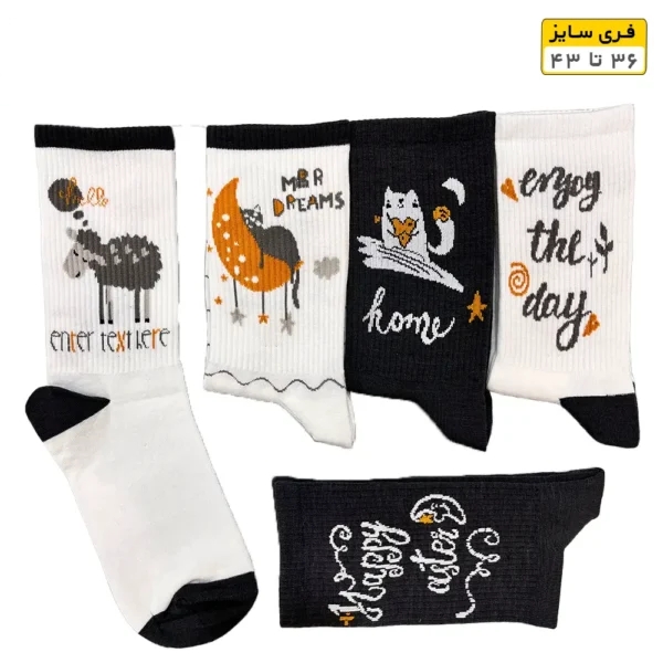 جوراب فانتزی ساقدار اسپرت (۵ جفتی) فری سایز ۳۶ تا ۴۳ طرح Sheep