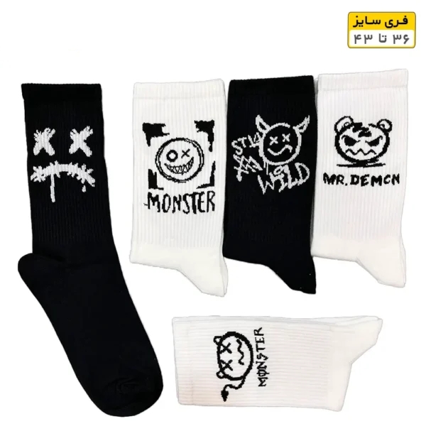 جوراب فانتزی ساقدار اسپرت (۵ جفتی) فری سایز ۳۶ تا ۴۳ طرح Mr demch