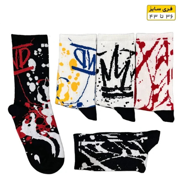 جوراب فانتزی ساقدار اسپرت (۵ جفتی) فری سایز ۳۶ تا ۴۳ طرح Nd