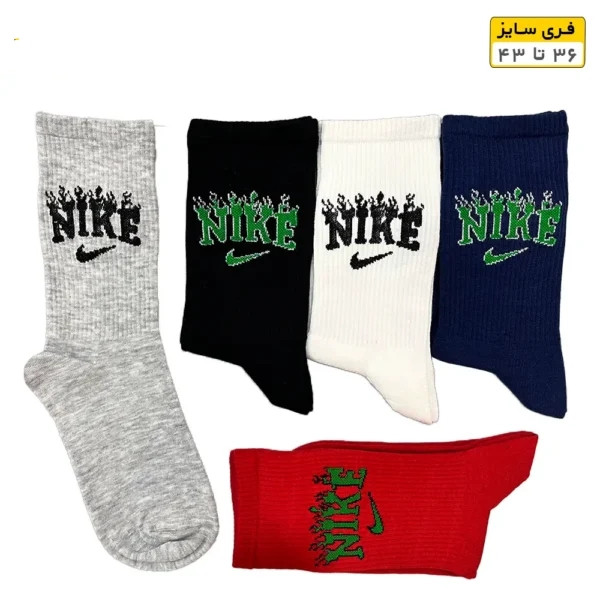 جوراب فانتزی ساقدار اسپرت (۵ جفتی) فری سایز ۳۶ تا ۴۳ طرح Nike